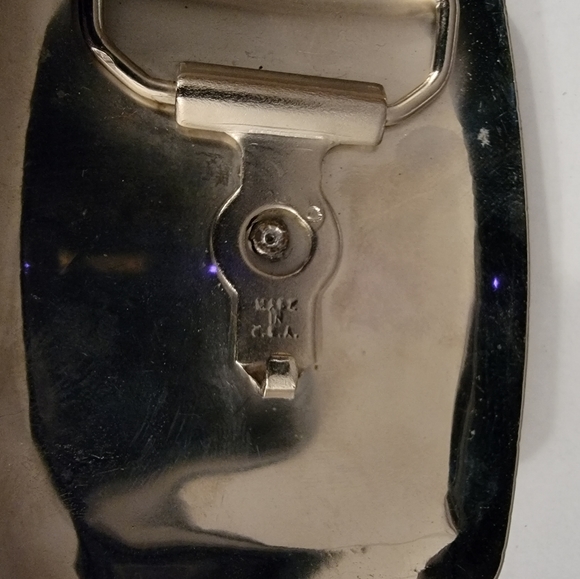 Chambers Belt Co. USA 1970's Brass Finish Floral Western Rodeo Horse Belt Buckle - Picture 4 of 5